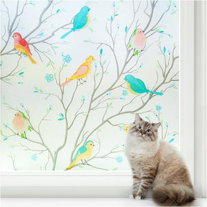 rabbitgoo Window Privacy Film, Frosted Glass Window Film Decorative, Stained Glass Window Cling, Removable Bathroom Privacy Film for Glass, UV Blocking Heat Control Front Door Covering